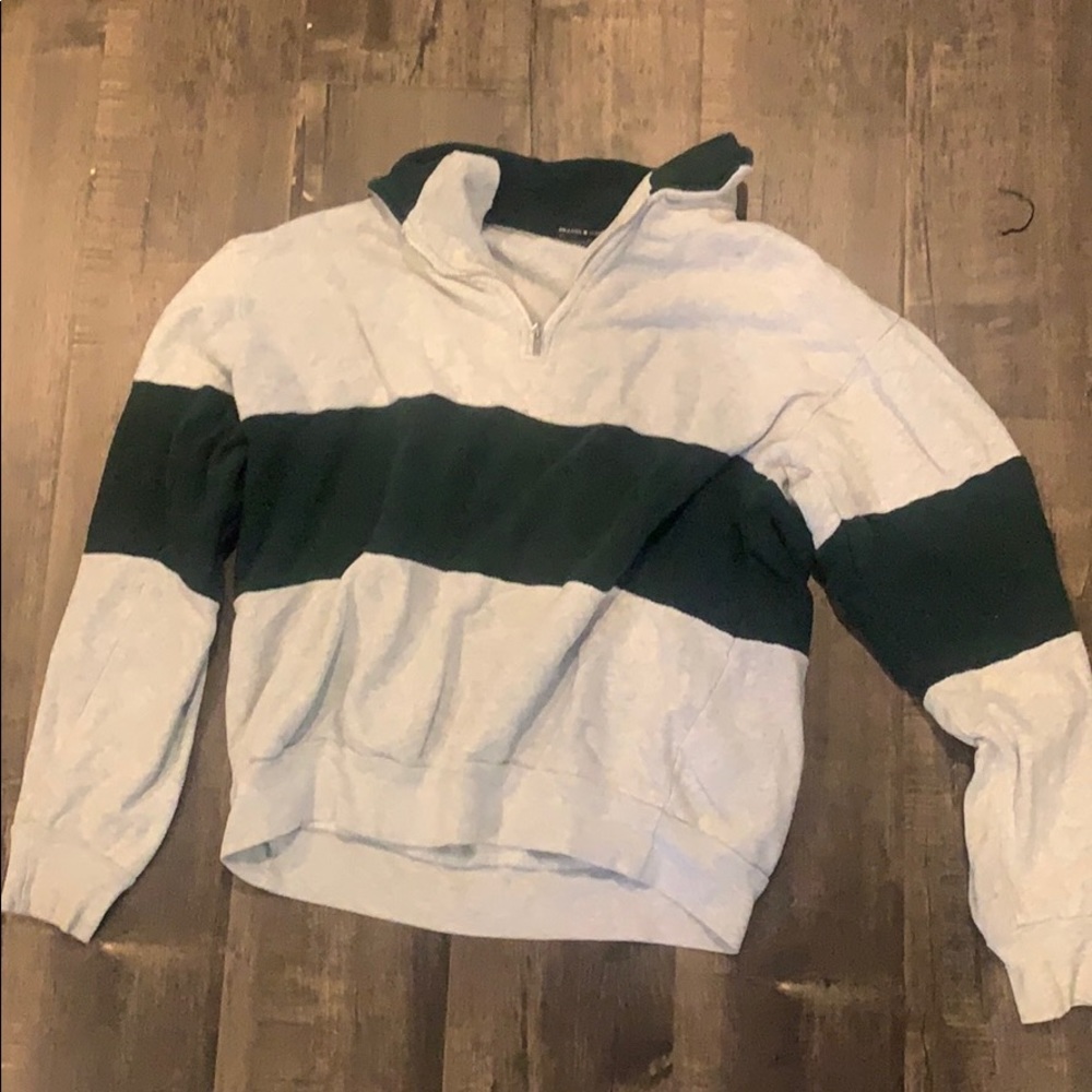 Brandy Melville green & gray collared sweatshirt